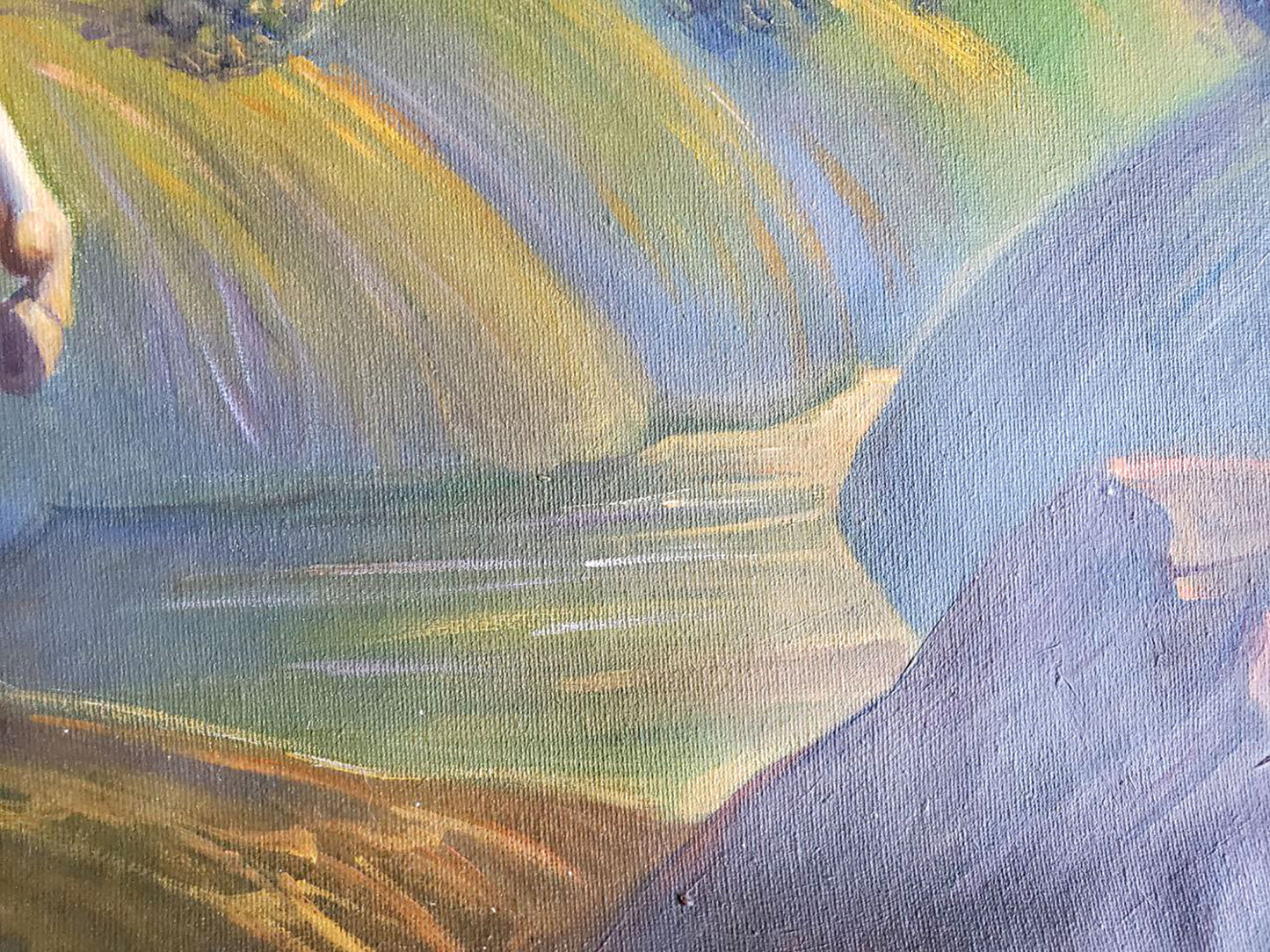 Oil painting of Mongolian hunter by Litvinov Daniil Olegovich, textured landscape