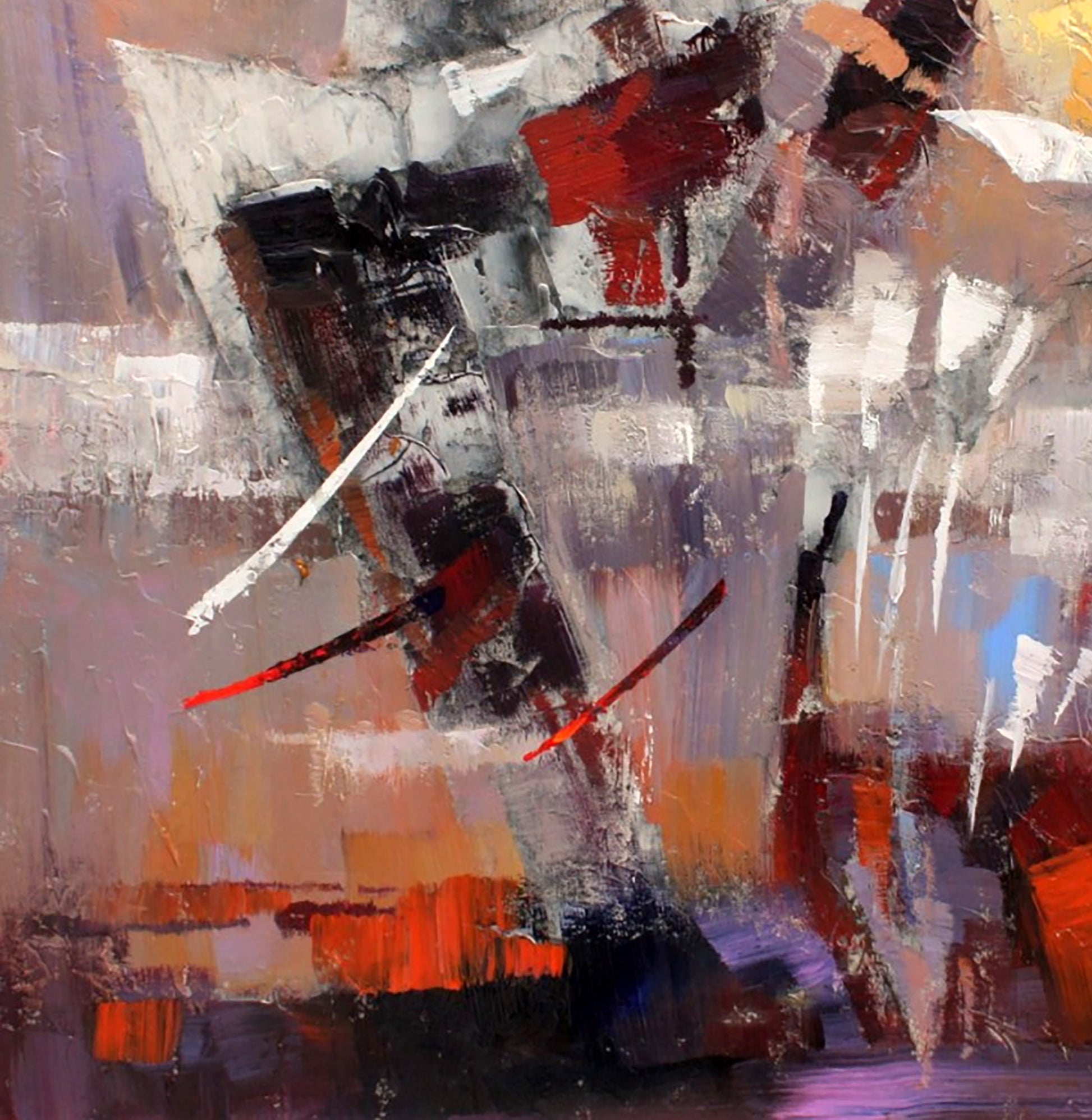 Oil painting Dragonfly by Valentina Alekseevna Kozyar, abstract red black strokes