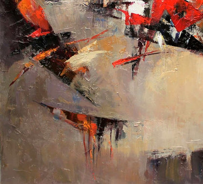 Oil painting New Arena by Valentina Alekseevna Kozyar, bold red black beige strokes