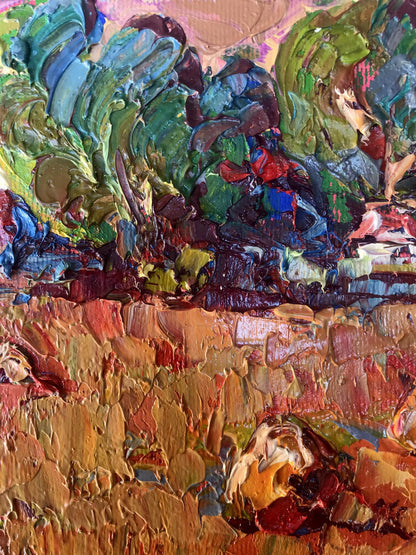 Oil Painting Nature Landscape Village landscape 