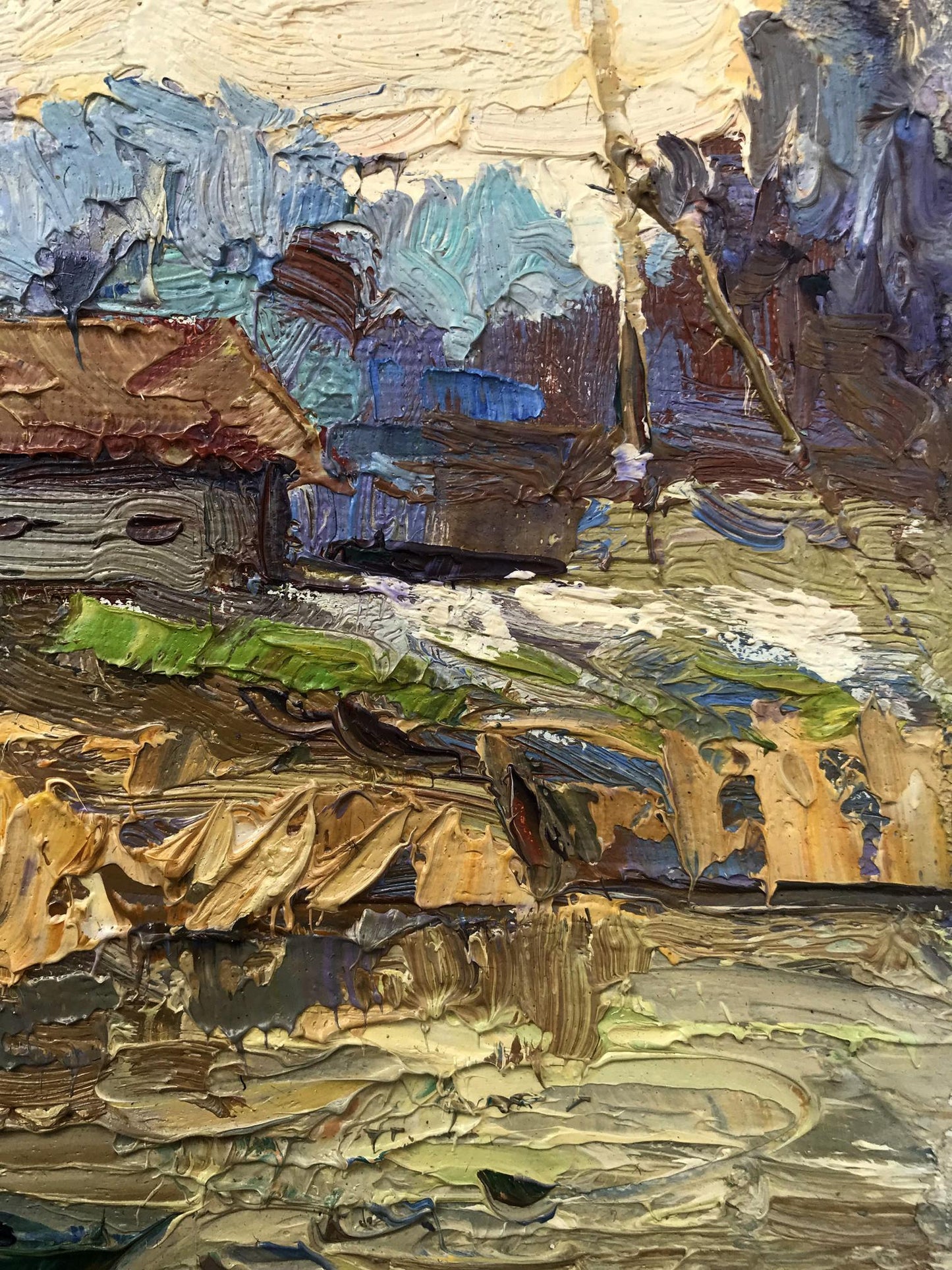 Oil Painting Nature Landscape Village landscape Art 