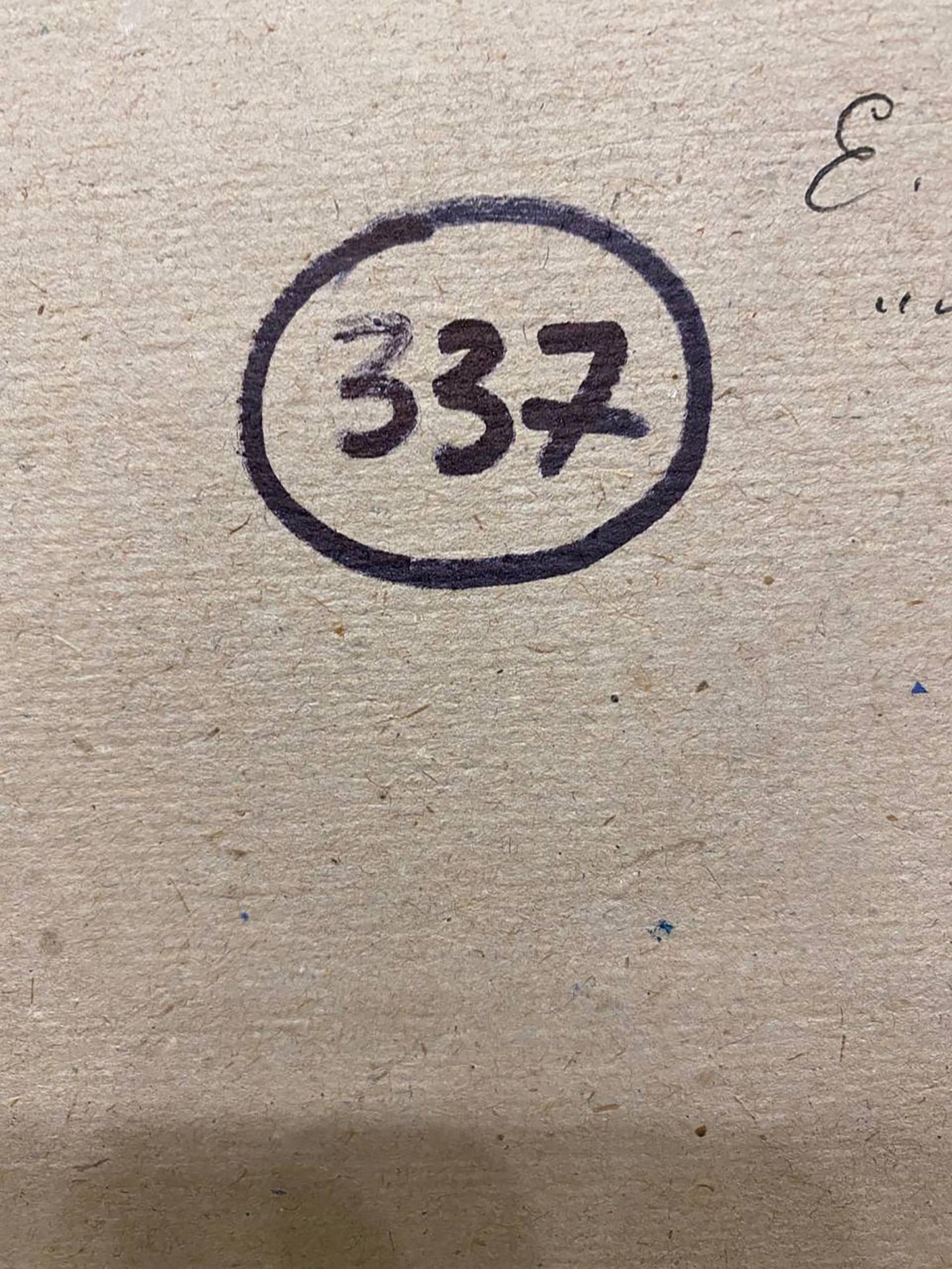 Black circular marker 337 on textured beige paper, Tkachenko oil painting back