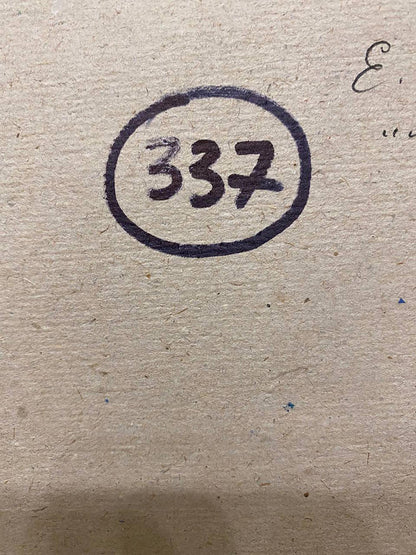 Black circular marker 337 on textured beige paper, Tkachenko oil painting back