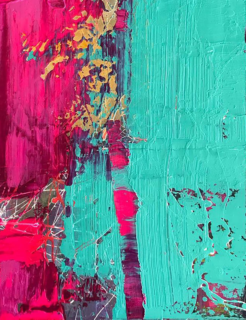 Vibrant Insolent Venus acrylic painting by Melezhik Olga in magenta teal gold