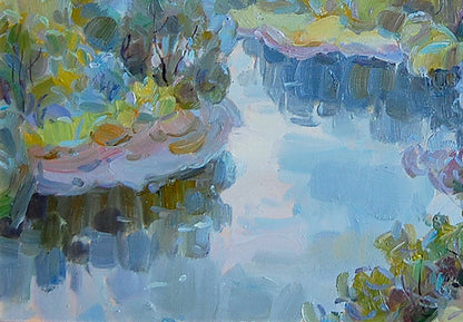 Oil Painting Summer River Nature Landscape 