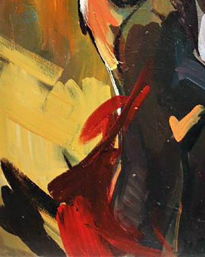 Oil painting In the warm rays Kozyar Yuri with bold red black yellow strokes