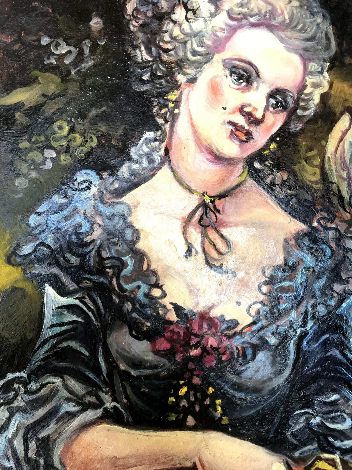 Oil painting portrait of woman with bird by Alexander Litvinov