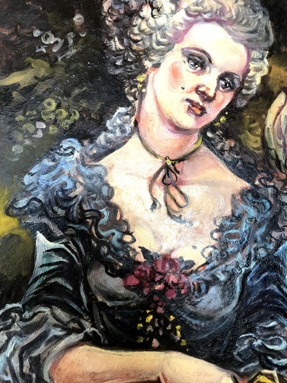 Oil painting portrait of woman with bird by Alexander Litvinov