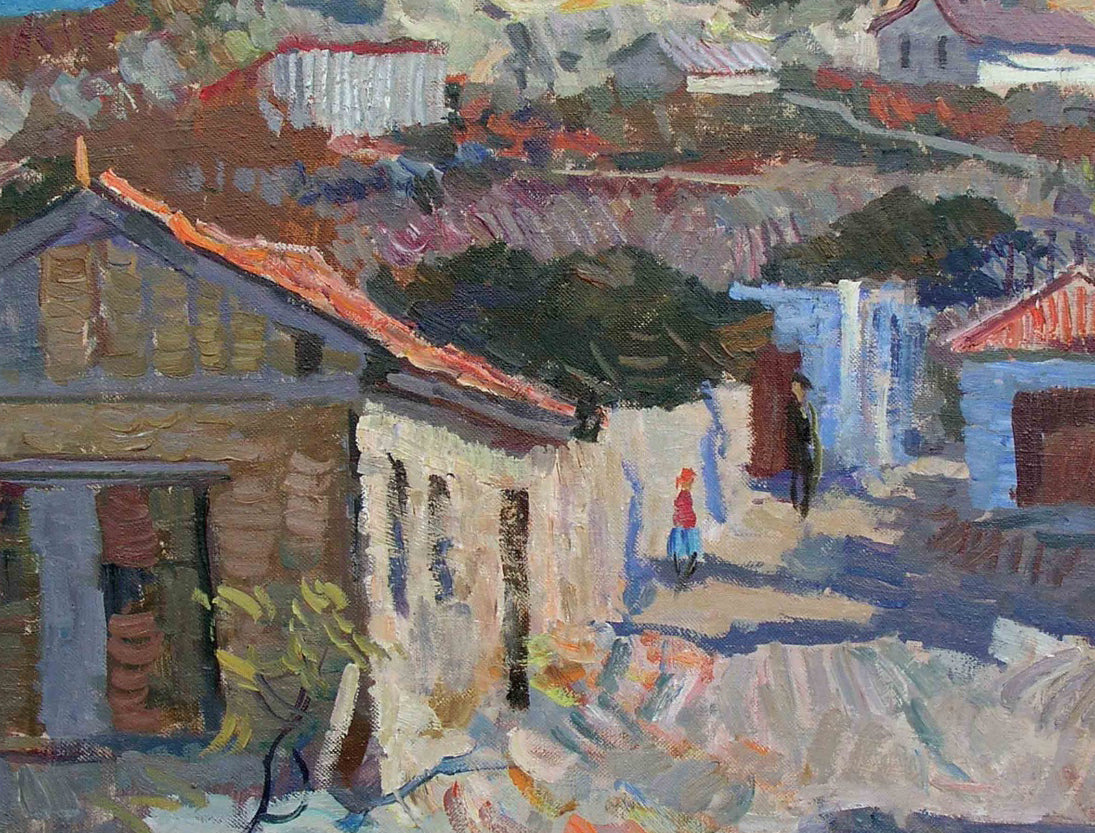 Oil painting Mountain landscape in the village of Sergeev Nina