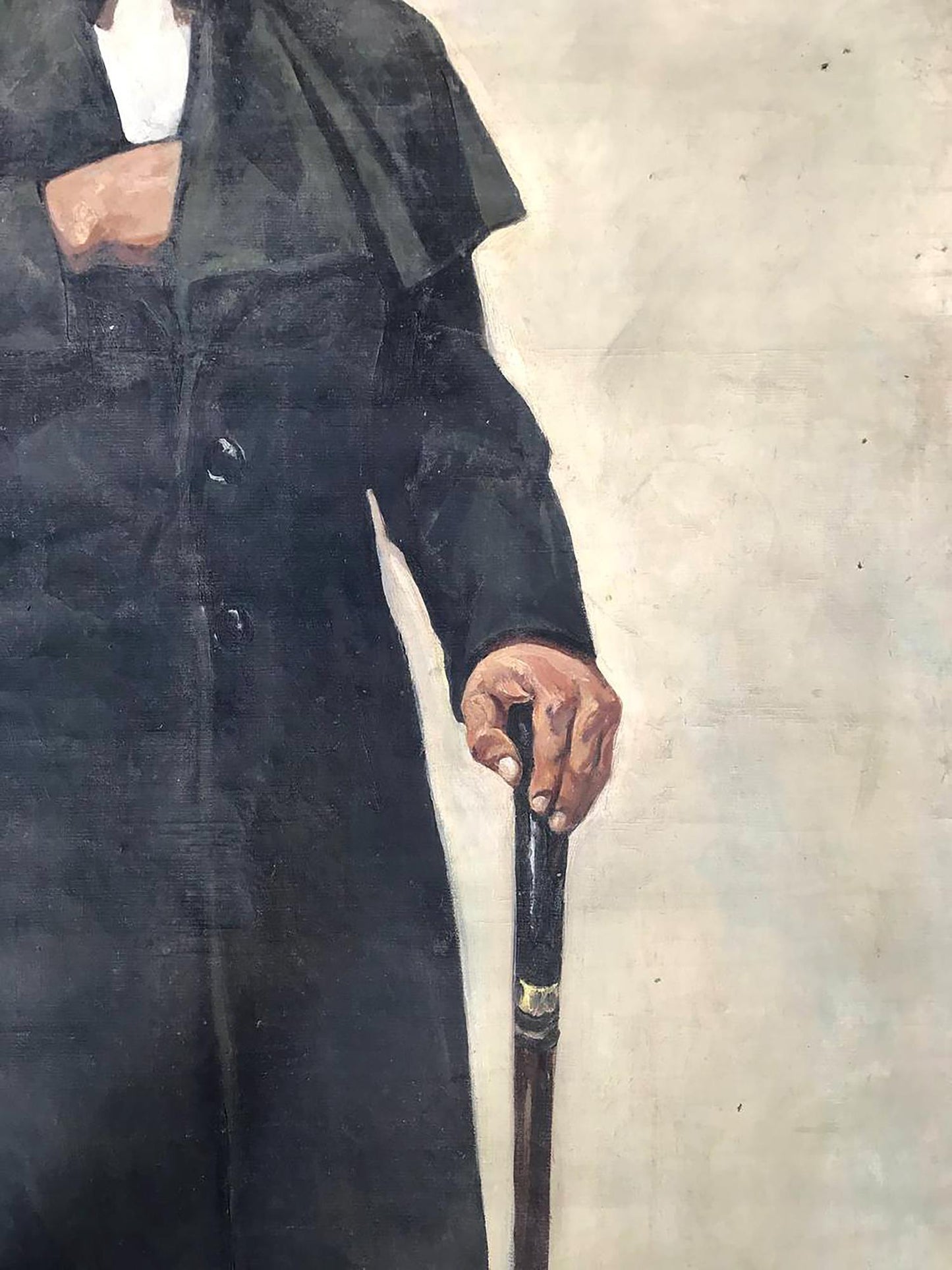 Hand holding black cane with gold band in Karl Marx oil painting by Filatov Konstantin Vladimirovich