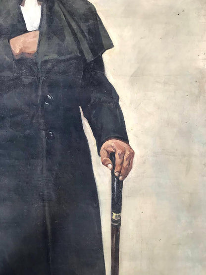 Hand holding black cane with gold band in Karl Marx oil painting by Filatov Konstantin Vladimirovich
