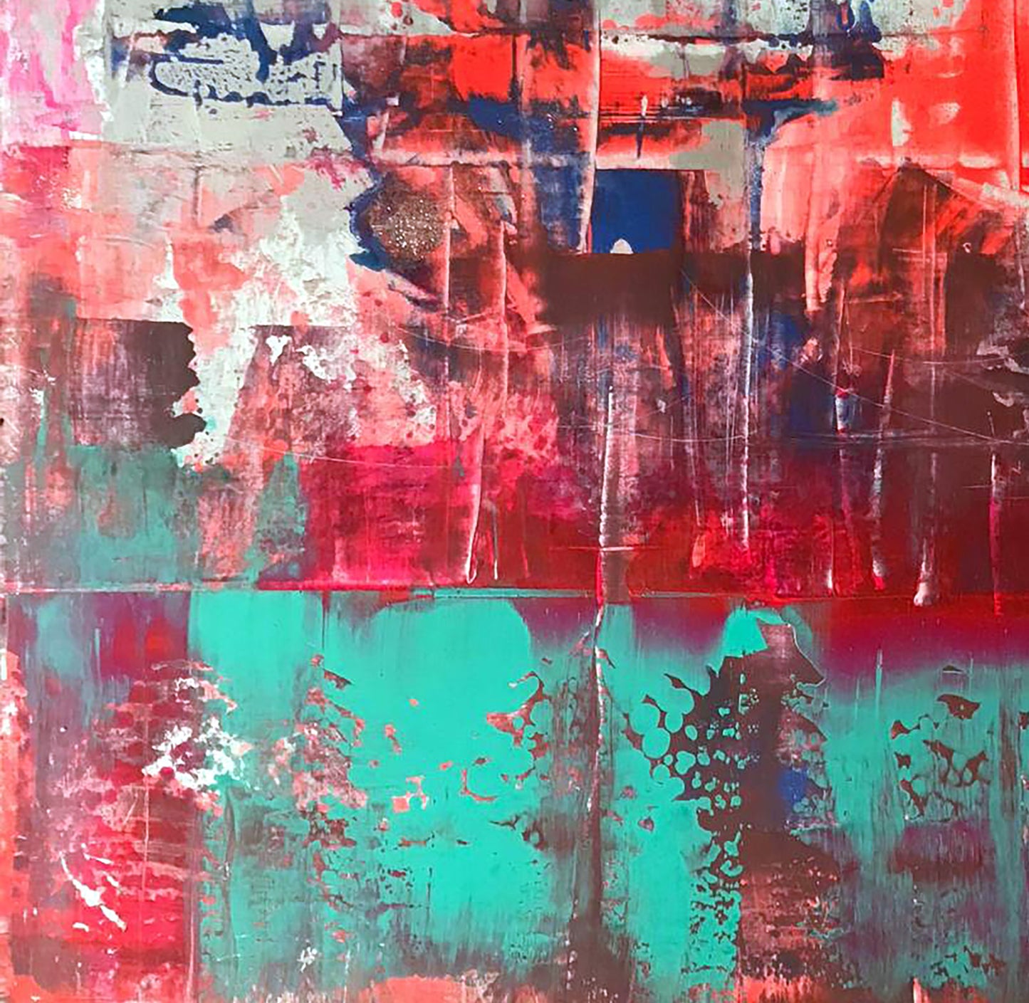 Abstract Acrylic Painting Berth Melezhik Olga with red teal blue strokes