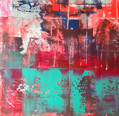 Abstract Acrylic Painting Berth Melezhik Olga with red teal blue strokes