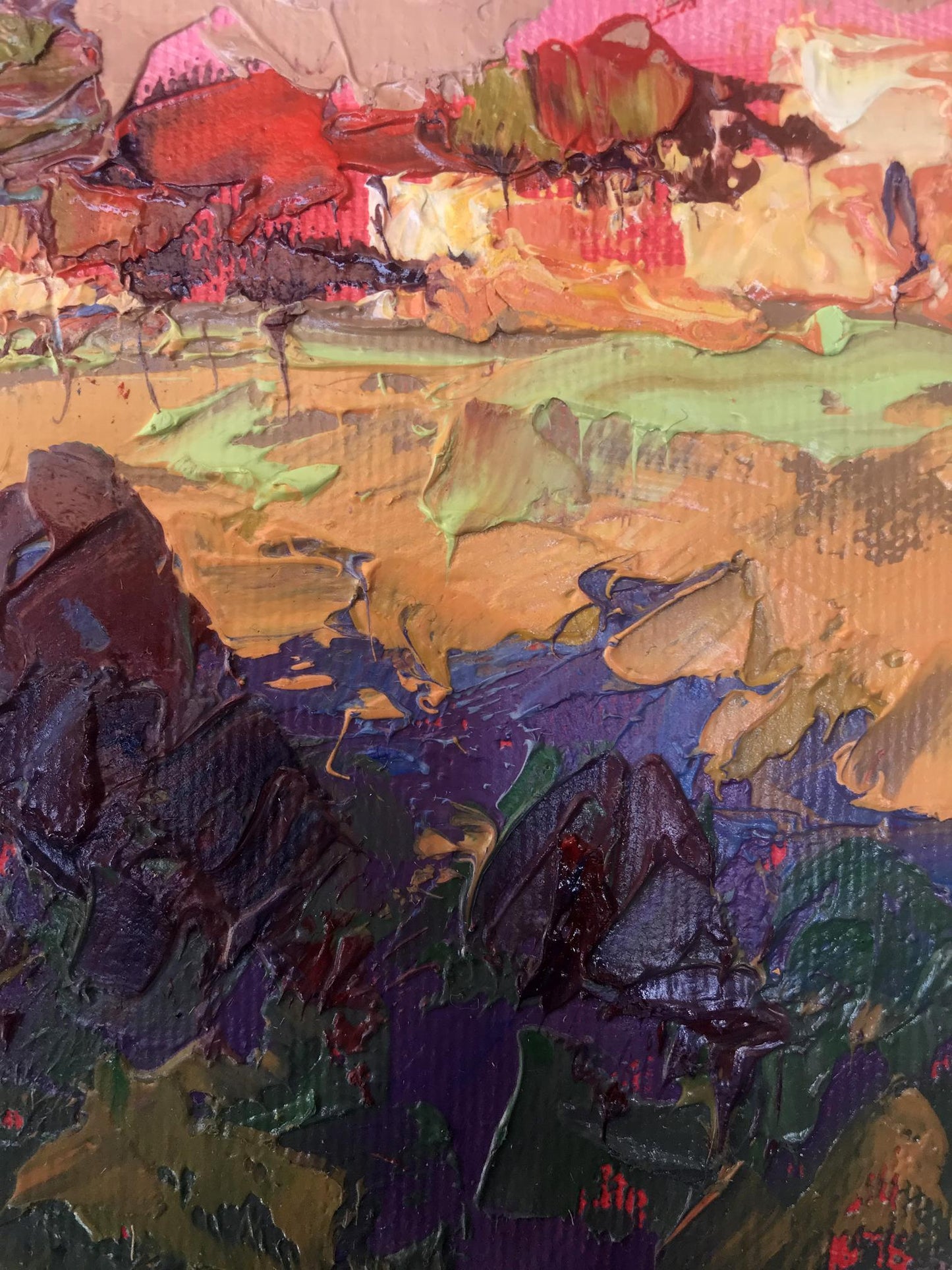Oil Painting Nature Landscape Village landscape Art 