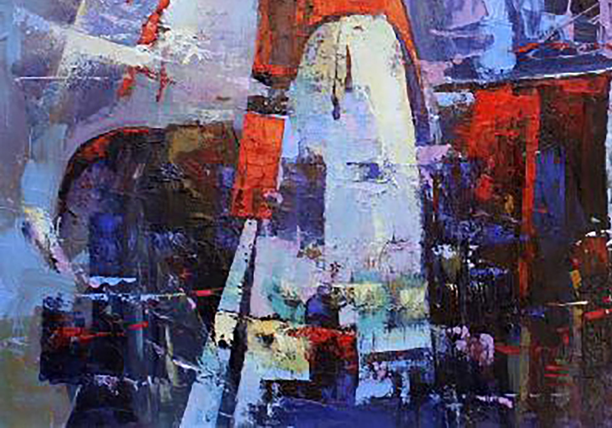 Oil painting Evening rendezvous by Valentina Alekseevna Kozyar, bold abstract strokes