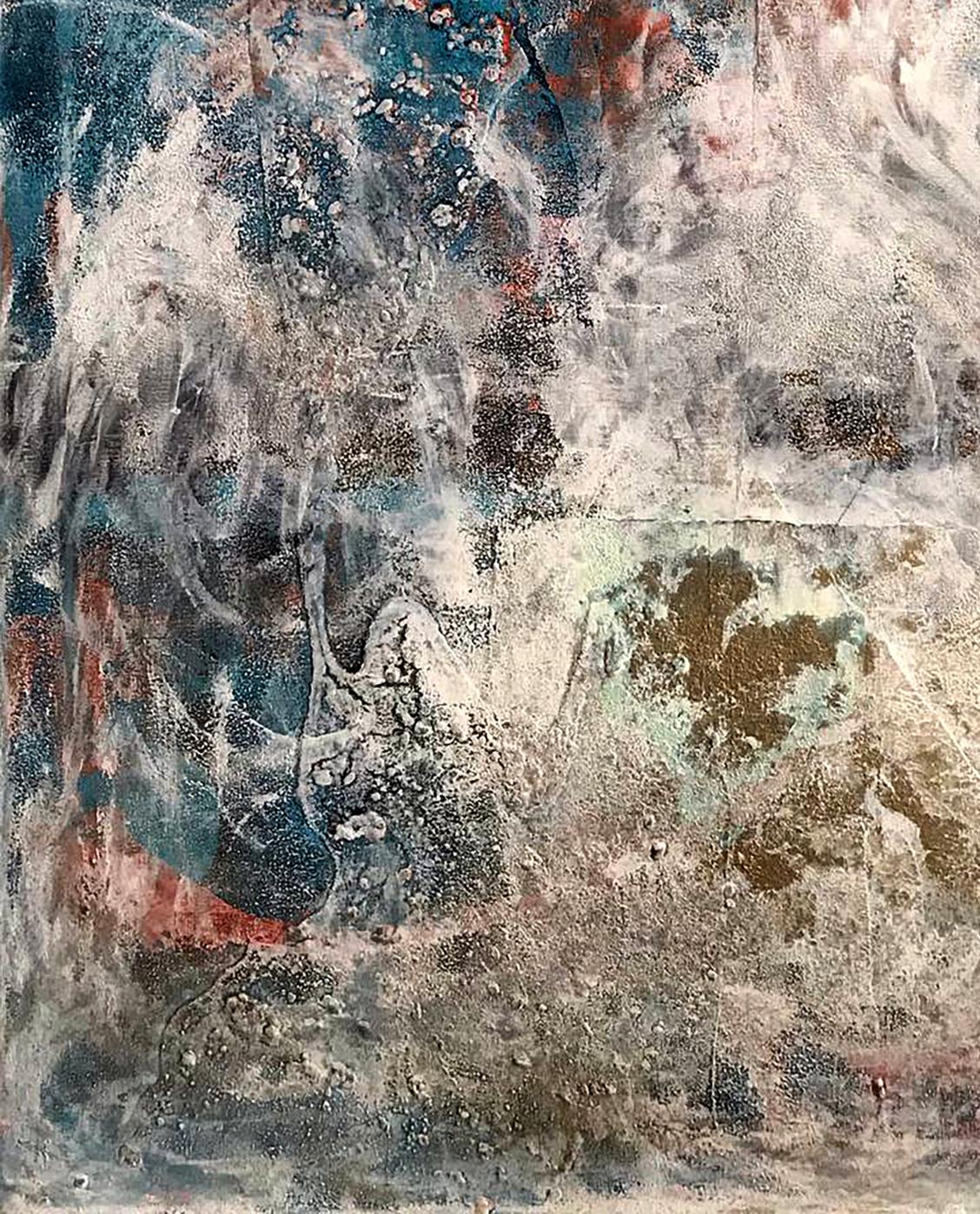 Acrylic painting You are my silence by Melezhik Olga in teal rust earth tones