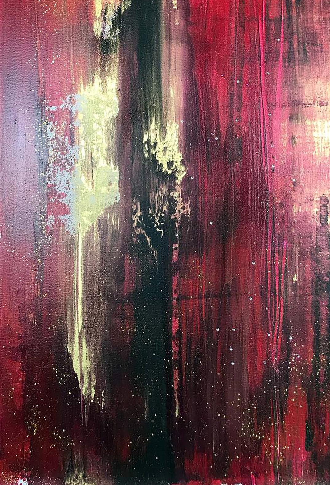 Acrylic painting Fire Kali by Melezhik Olga with bold red black gold strokes