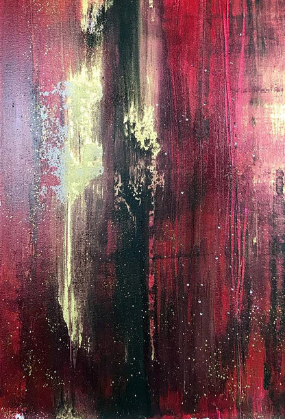 Acrylic painting Fire Kali by Melezhik Olga with bold red black gold strokes