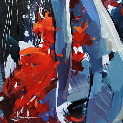 Vibrant red and blue abstract paint strokes by Angel Kozyar Yuri