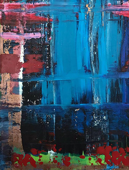 Abstract acrylic painting Conversation on the shore by Melezhik Olga