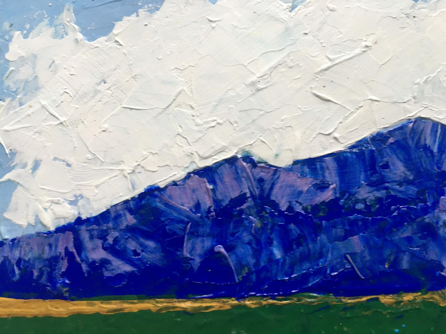 Oil painting Summer Sunlight on the Mountains V. Zadorozhnya textured mountain range