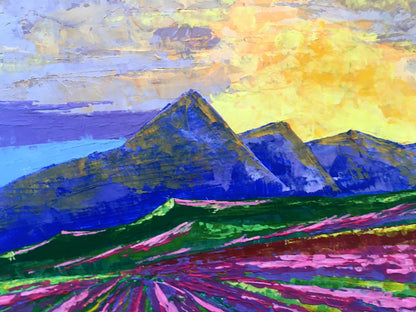 Vibrant impressionist oil painting Sunrise on the mountains by Zadorozhnya V. V