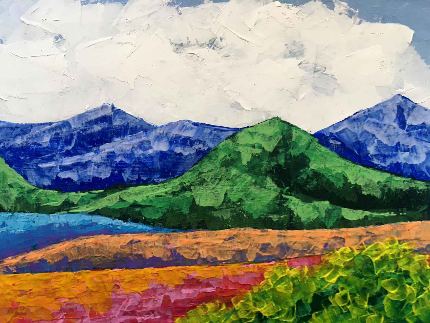 Oil painting Fresh air in the mountains by Zadorozhnya V. V. vibrant landscape