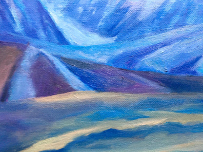 Oil painting of sunset behind mountains by Serdyuk Boris Petrovich