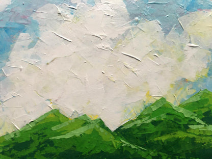 Oil painting Summer in the Carpathians by Zadorozhnya V. V. with green mountains