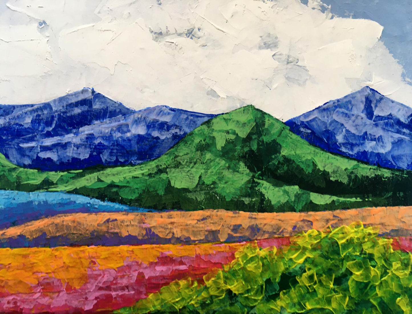 Oil painting Fresh air in the mountains by Zadorozhnya V. V. vibrant landscape
