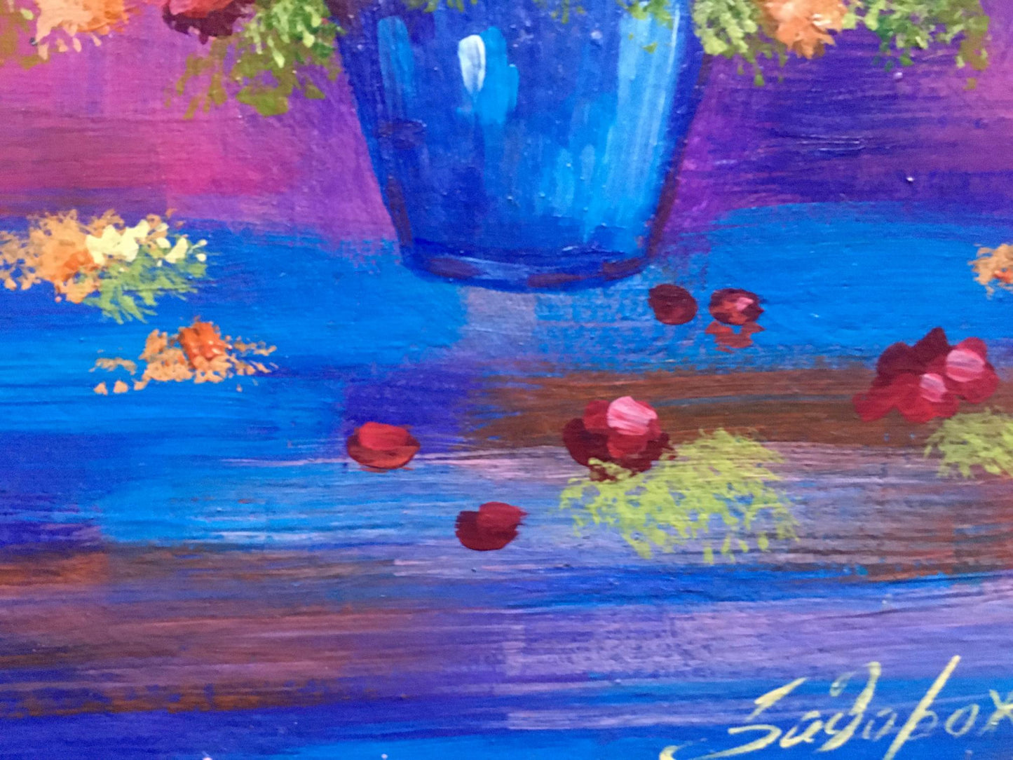 Oil painting Bouquet of flowers by Zadorozhnya V. V. with blue vase