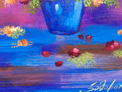 Oil painting Bouquet of flowers by Zadorozhnya V. V. with blue vase