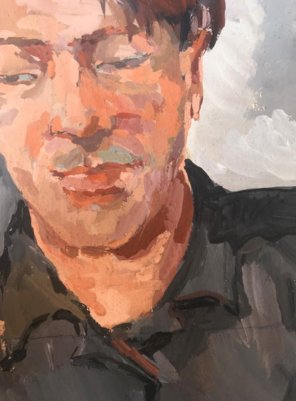 Textured impressionistic oil portrait painting of Alexander Arkadievich Litvinov