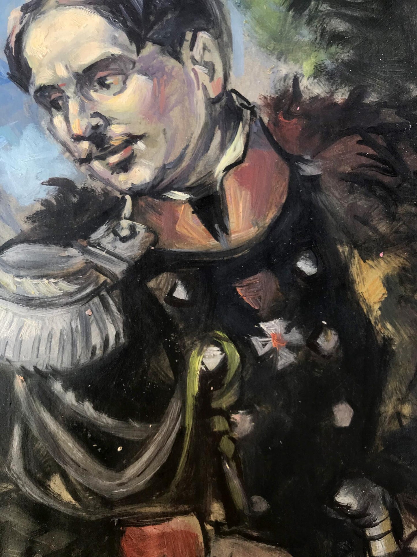 Oil painting portrait of officer Alexander Litvinov in ornate military attire