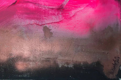 Vibrant pink copper abstract acrylic painting by Melezhik Olga