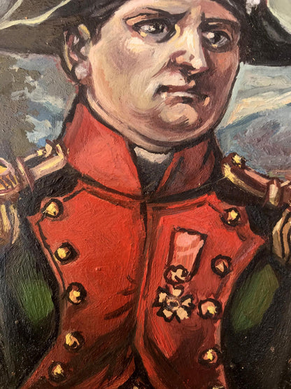 Oil painting portrait of Napoleon Alexander Arkadievich Litvinov in red military coat