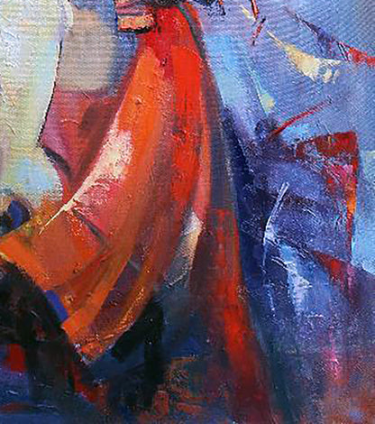 Vibrant Red Violin oil painting by Kirilenko Ivan with bold red blue impasto brushstrokes
