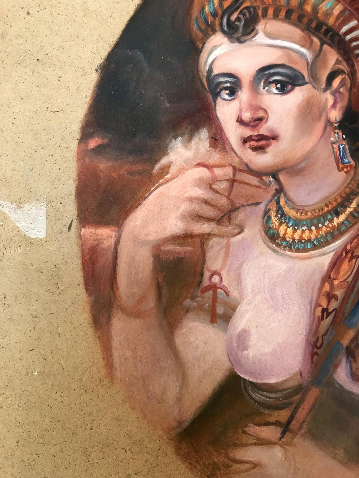 Anubis-themed Egyptian deity portrait oil painting by Alexander Arkadievich Litvinov