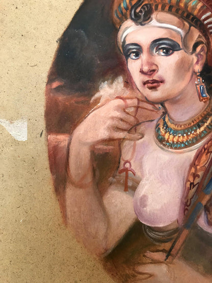 Anubis-themed Egyptian deity portrait oil painting by Alexander Arkadievich Litvinov