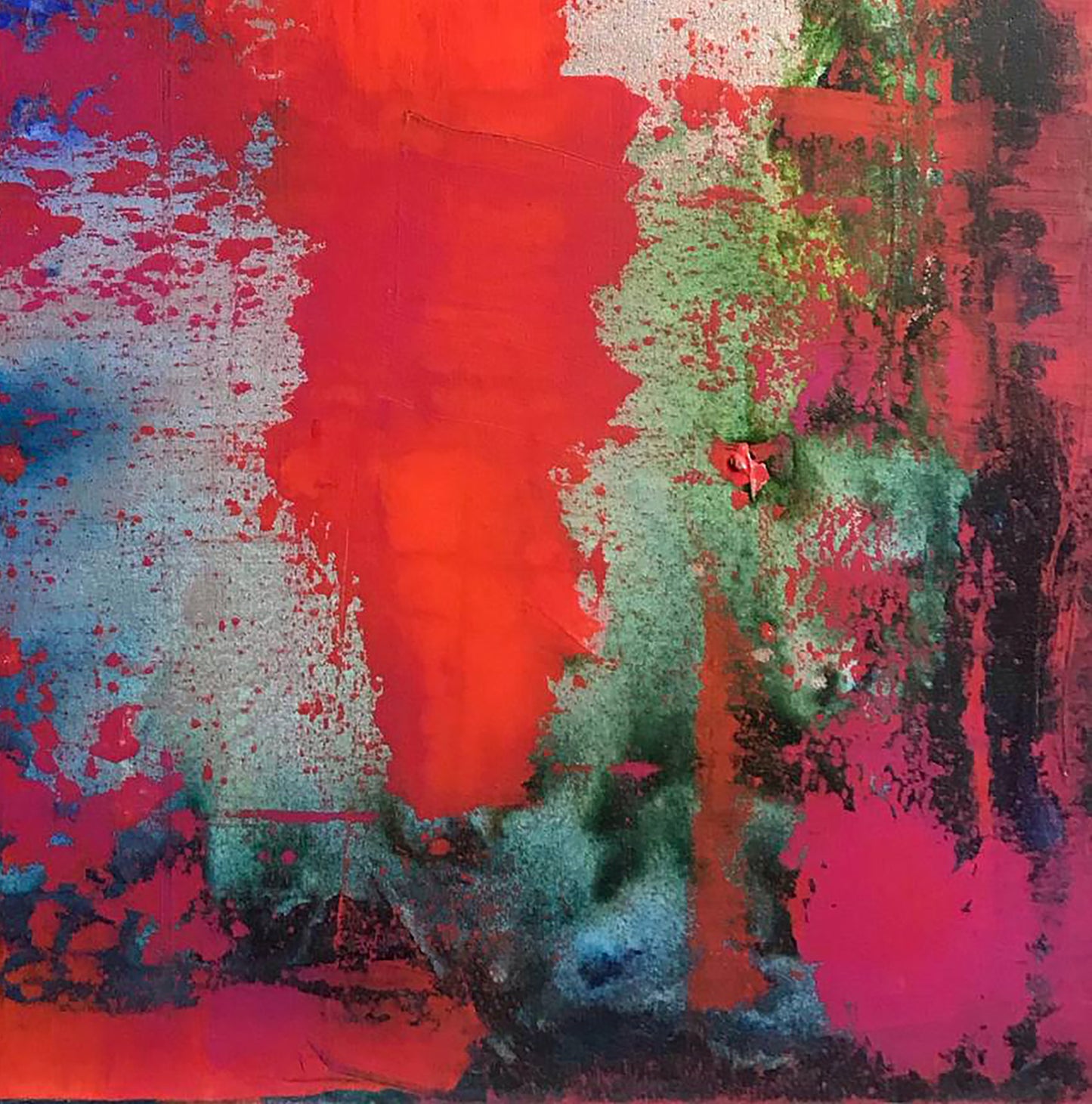 Vibrant acrylic painting Passion by Melezhik Olga with bold red green blue strokes