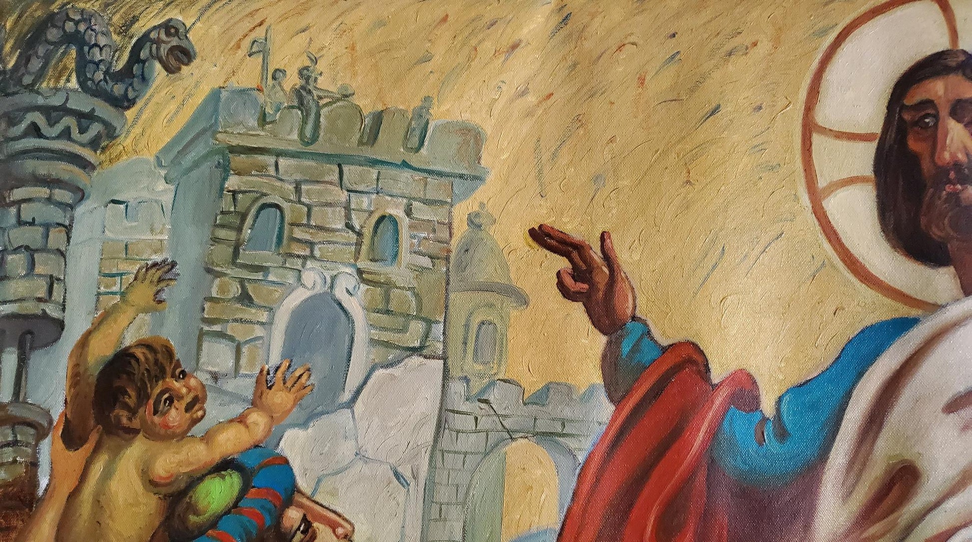 Oil painting of Christ entering Jerusalem by Litvinov Daniil Olegovich