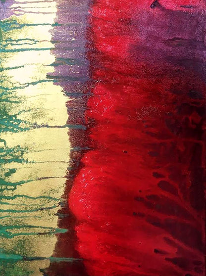 Acrylic painting Excitation by Melezhik Olga with red purple gold bands
