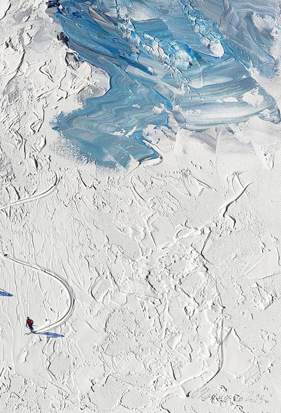 Abstract textured acrylic painting Mountains steps to heaven by Elena Klimenko