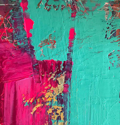 Vibrant Insolent Venus acrylic painting by Melezhik Olga in teal magenta gold