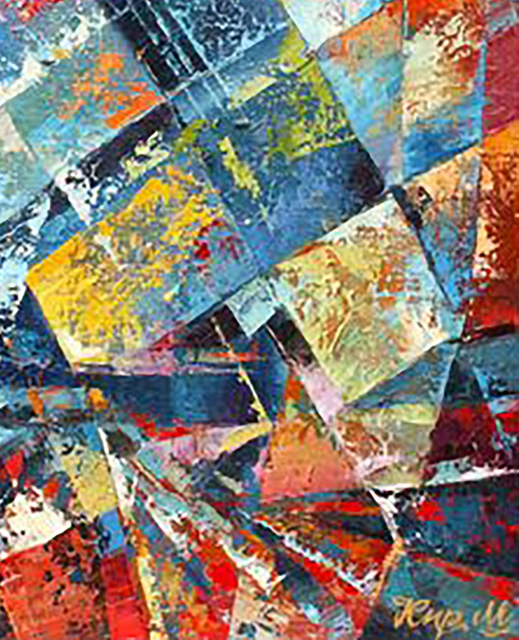Oil painting Awakening by Kirilenko Mikhail with bold geometric shapes