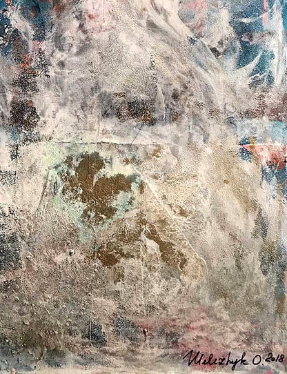 Acrylic painting You are my silence by Melezhik Olga in beige brown blue-gray tones