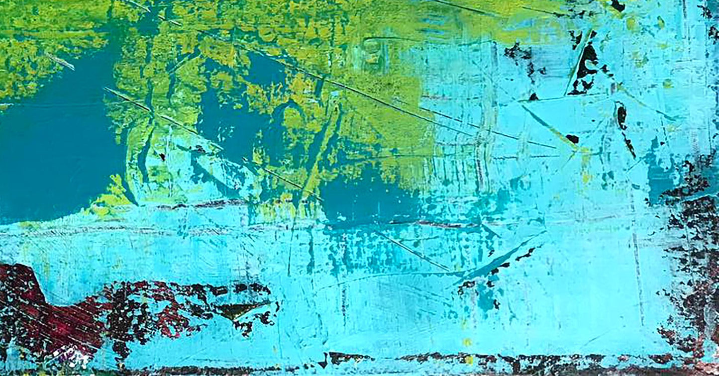 Abstract Dolphin acrylic painting by Melezhik Olga in turquoise and teal