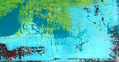 Abstract Dolphin acrylic painting by Melezhik Olga in turquoise and teal