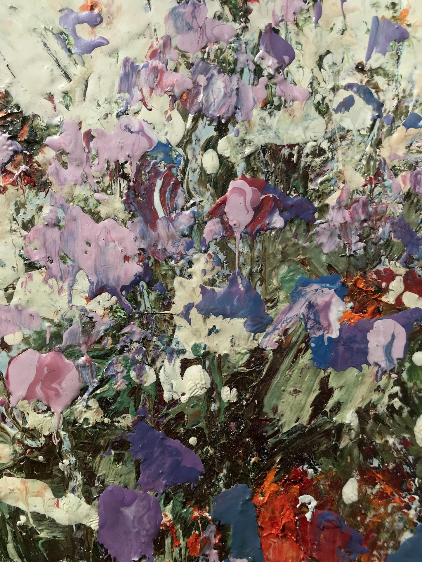 Vibrant oil painting Flowers Mazur Vladimir with purple pink blue white strokes