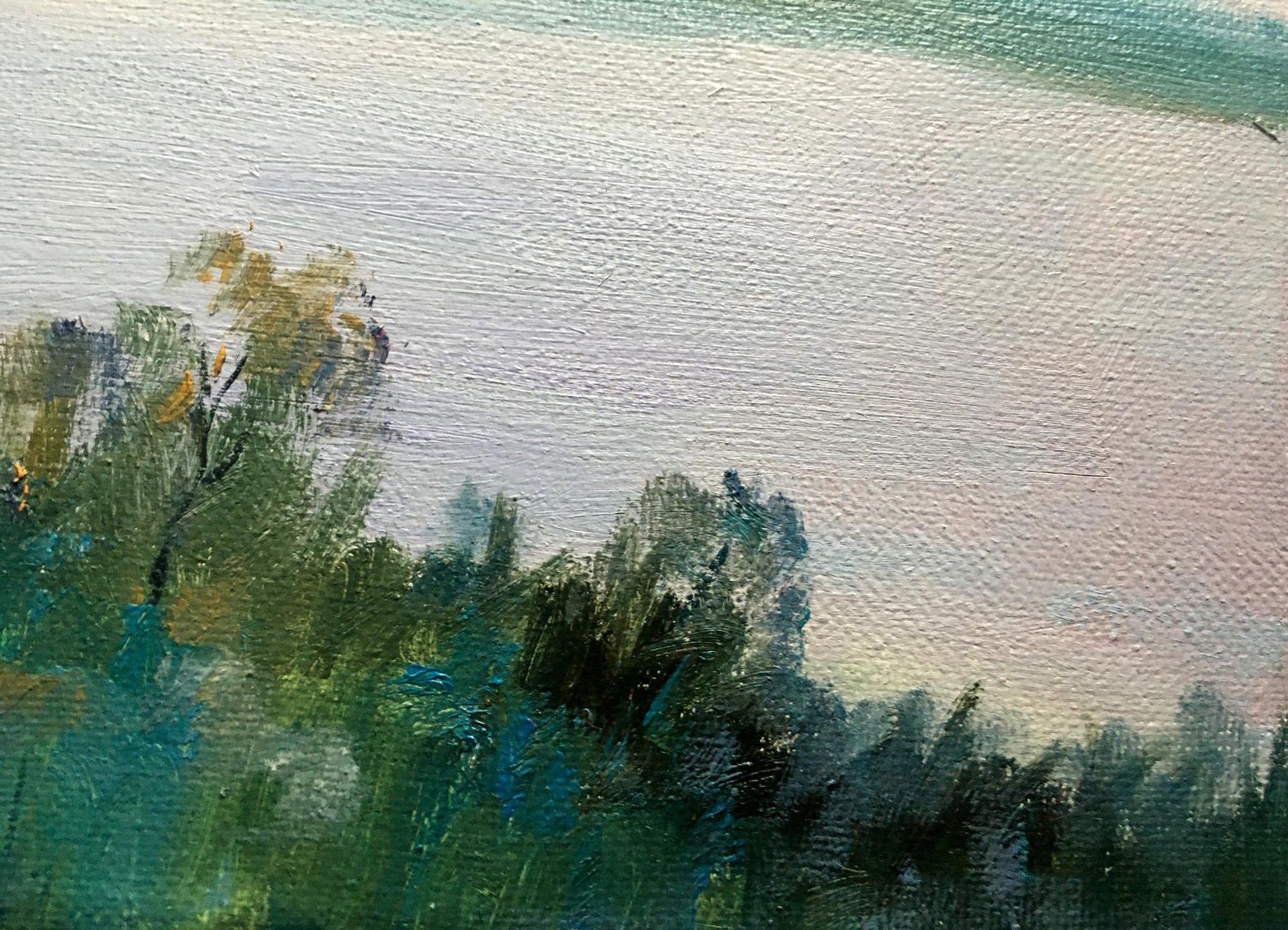 Impressionistic oil painting of sunset behind mountains by Serdyuk Boris Petrovich